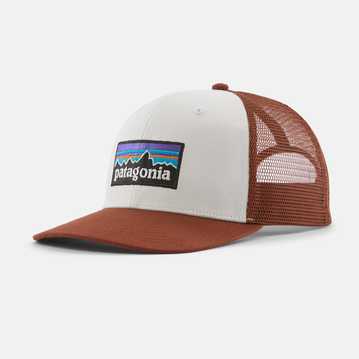 P-6 Logo Trucker Hat | White w/Rusty Red