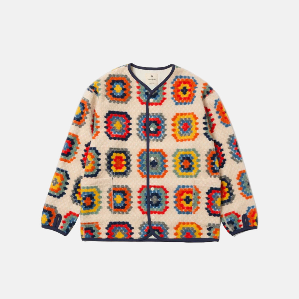 Wool Jacquard Cardigan | Ivory