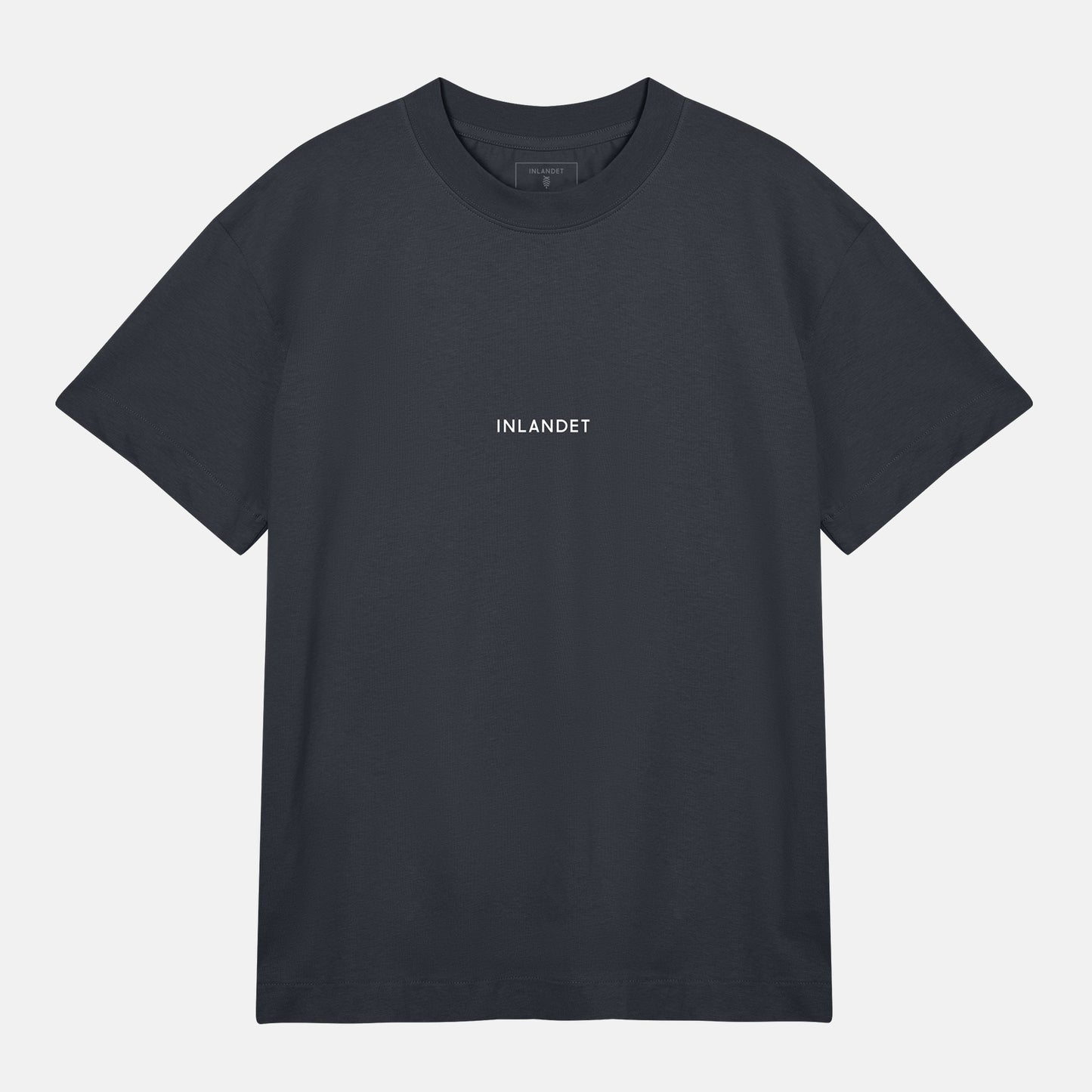 Vitt Logo Mönster Bak Boxy Tee | Svartgrå