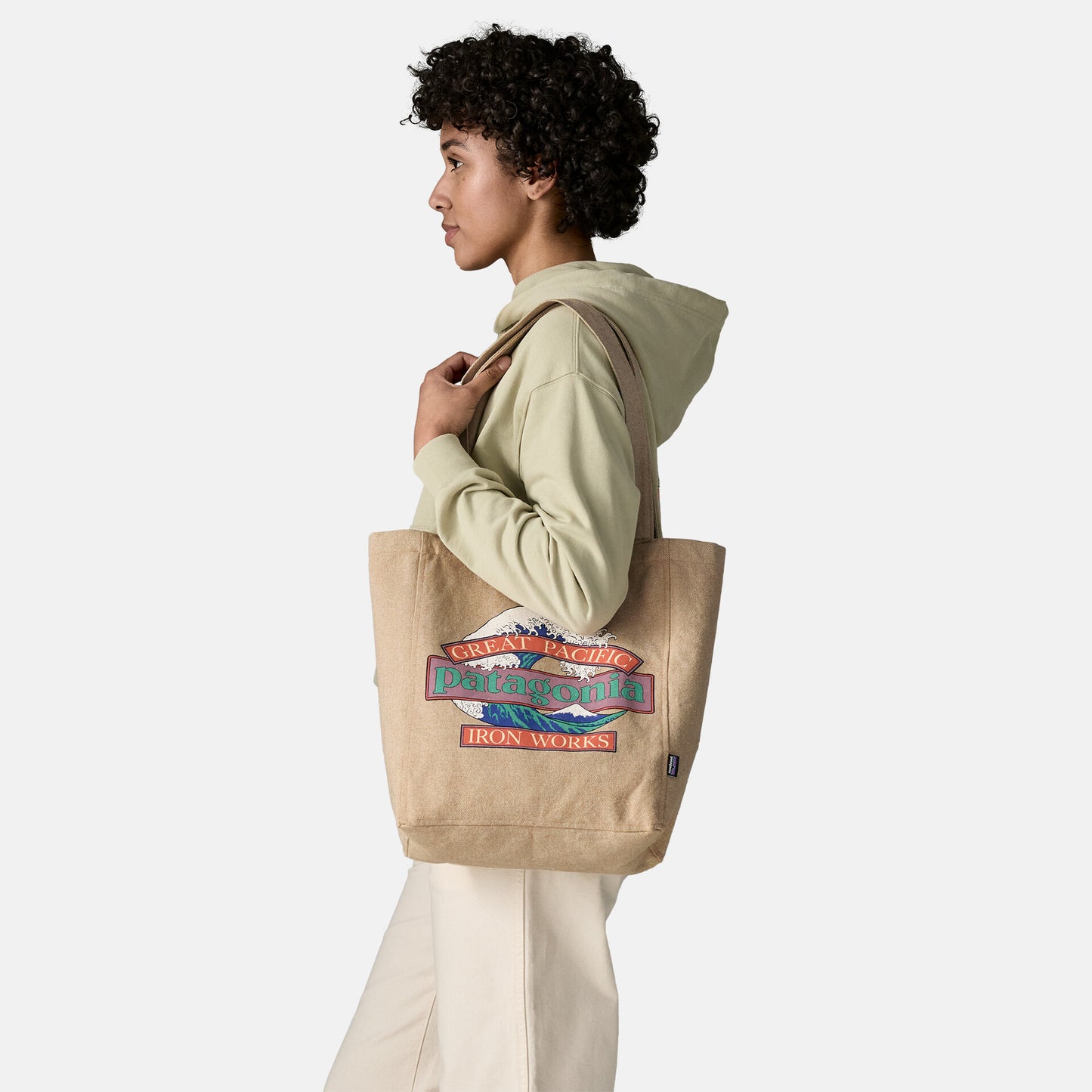 Recycled Market Tote | Great Waves: Classic Tan