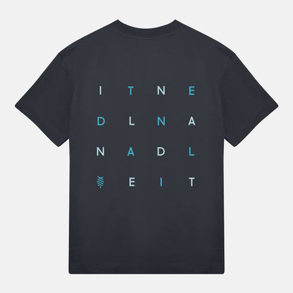 Blått Logo Mönster Bak Boxy Tee | Svartgrå