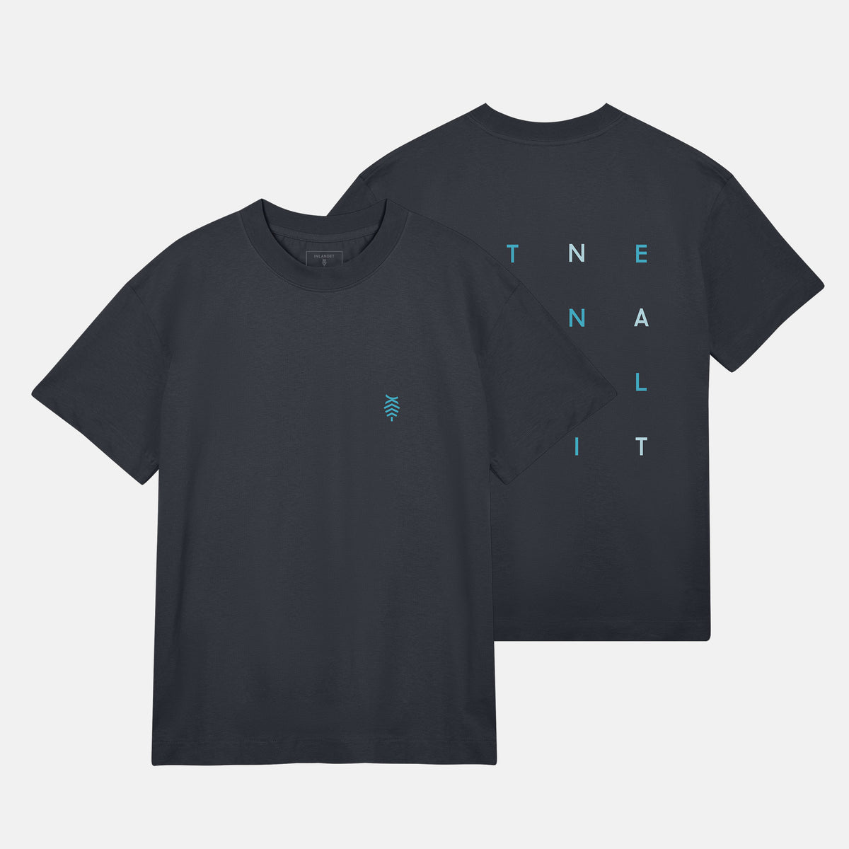 Blått Logo Mönster Bak Boxy Tee | Svartgrå