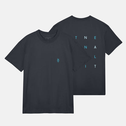Blått Logo Mönster Bak Boxy Tee | Svartgrå