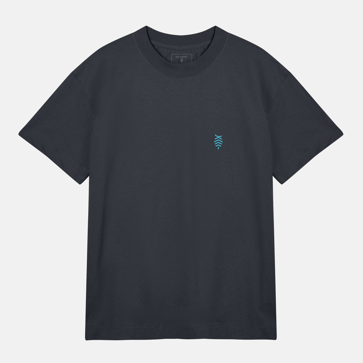 Blått Logo Mönster Bak Boxy Tee | Svartgrå