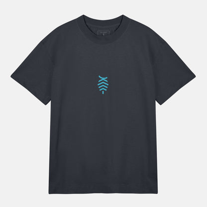 Blå Logo Boxy Tee | Svartgrå