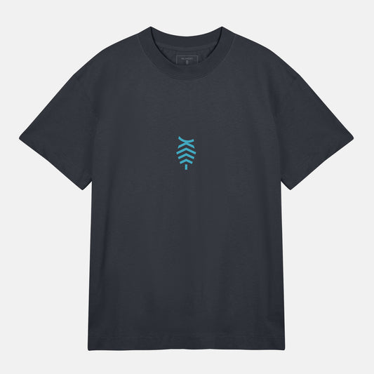 Blå Logo Boxy Tee | Svartgrå
