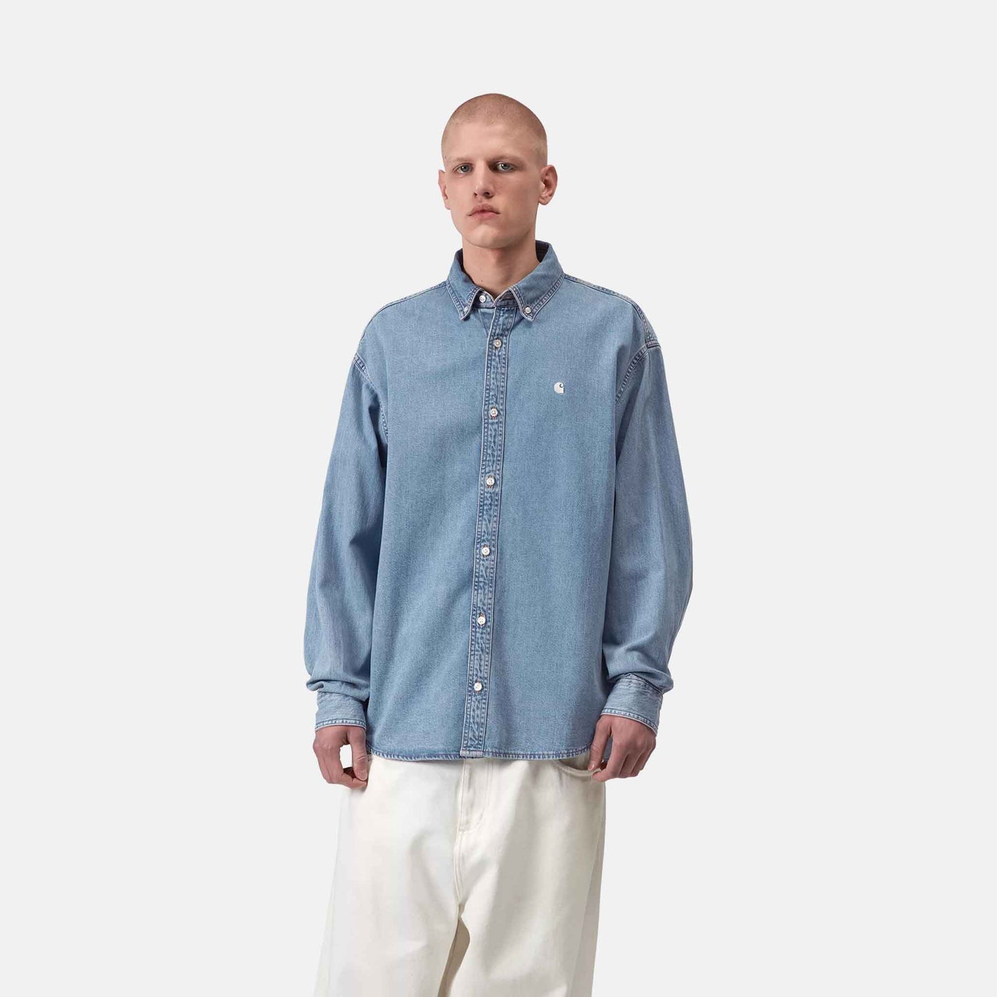 L/S Lucas Shirt | Blue, Bleached
