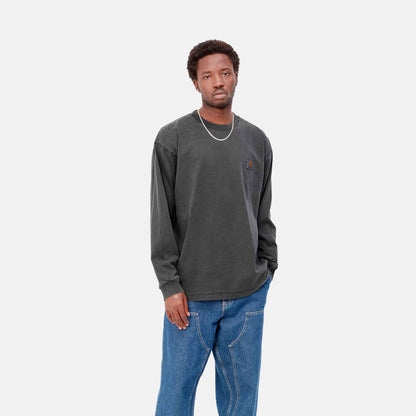 L/S Nelson T-Shirt | Black, Garment dyed 