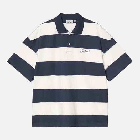 S/S Delray Polo | Delray Stripe, Blue