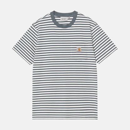 S/S Ezra Pocket T-Shirt | Ezra Stripe, Cozy Blue / Wax