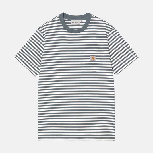 S/S Ezra Pocket T-Shirt | Ezra Stripe, Cozy Blue / Wax