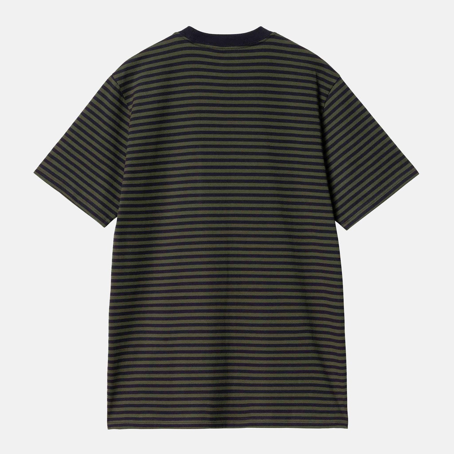 S/S Verner Pocket T-Shirt | Verner Stripe, Dark Navy / Office Green