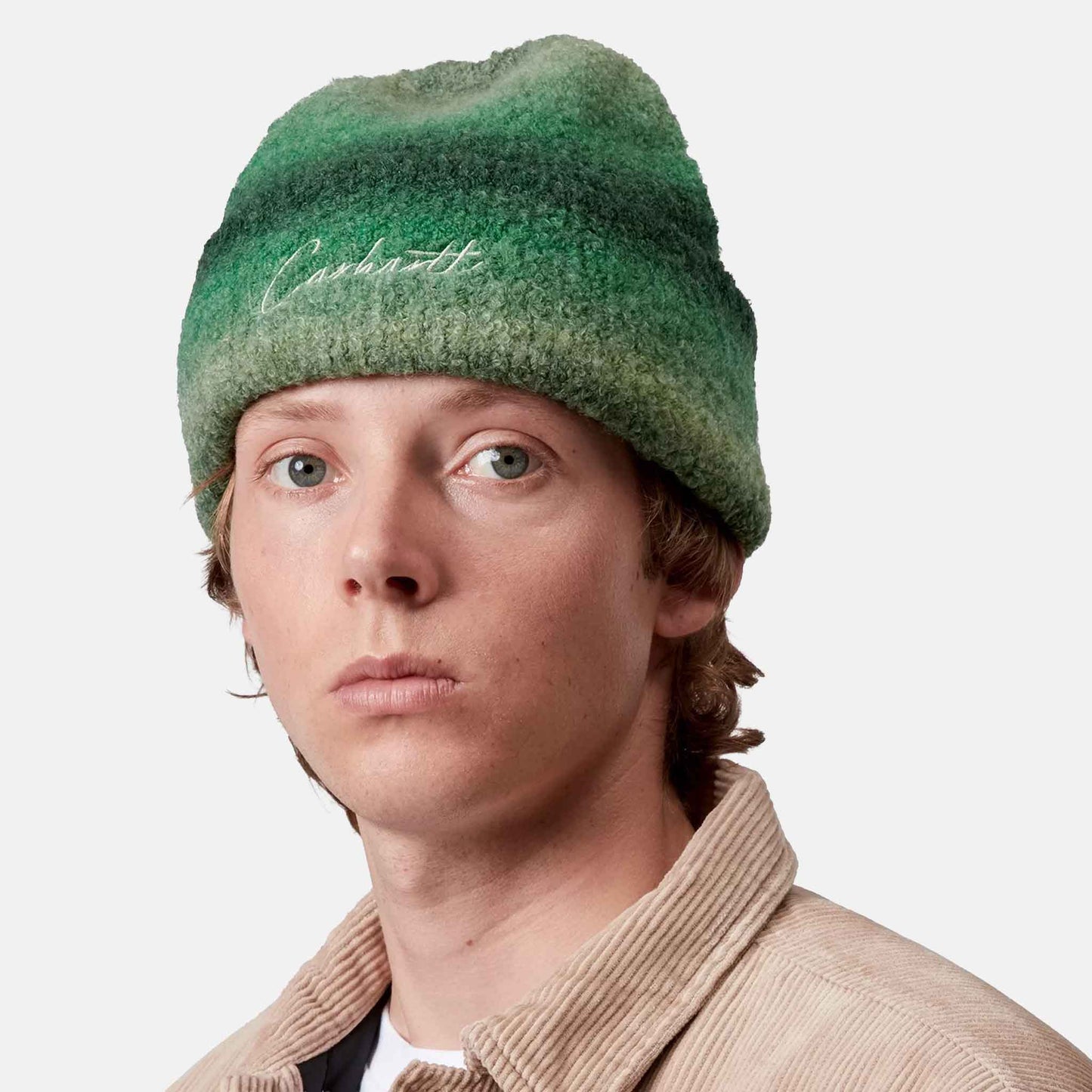Tony Beanie | Tony Stripe Jacquard, Dark Fir / Pale Olive