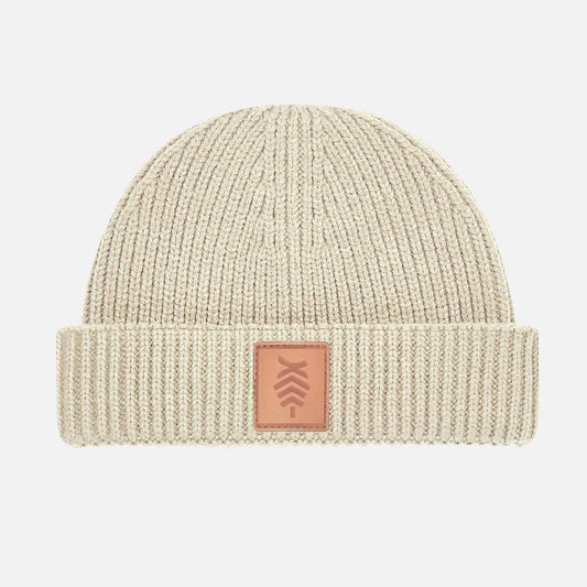 Harbour Beanie Leather Patch | Oatmeal