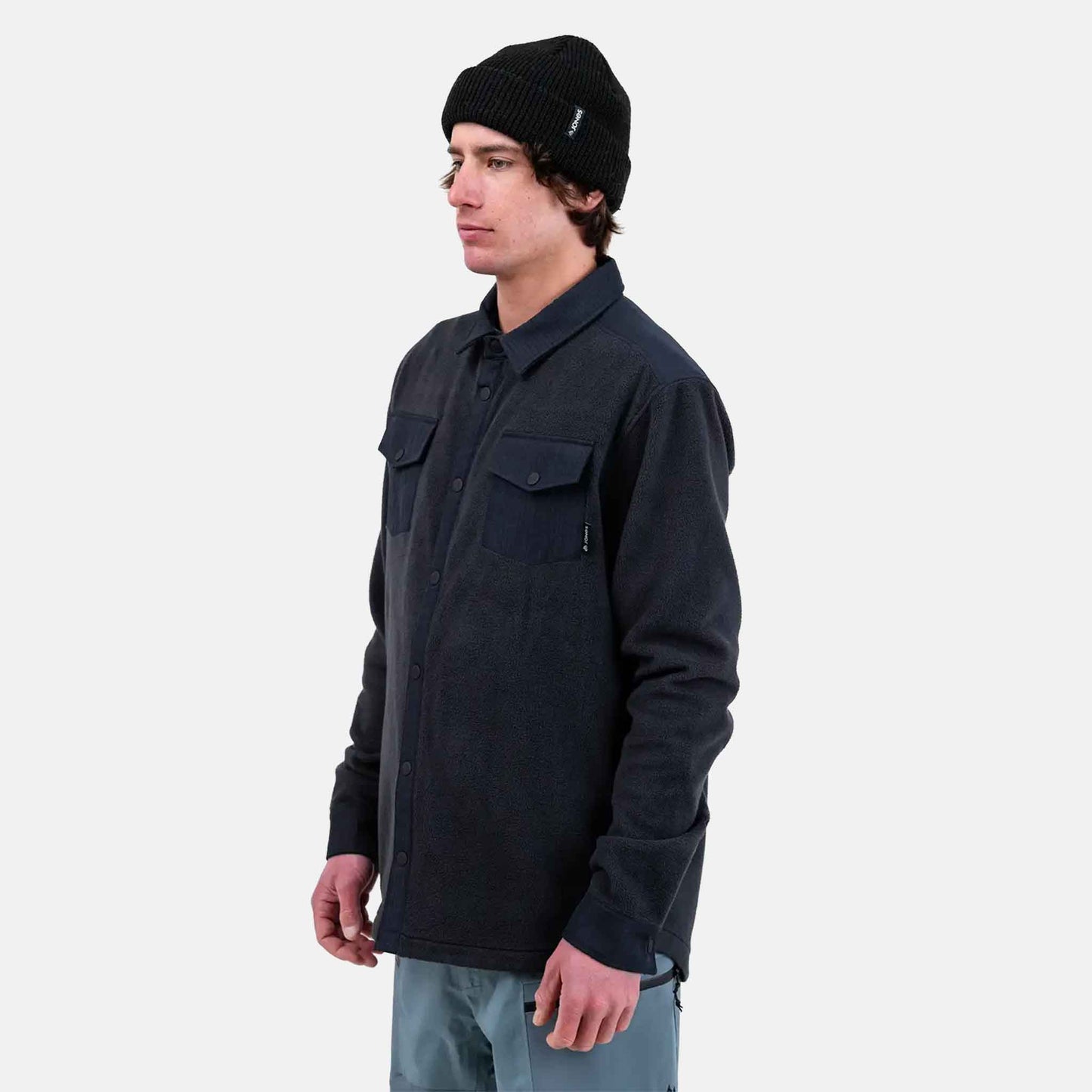 December Recycled Fleece Shirt | Stealth Black