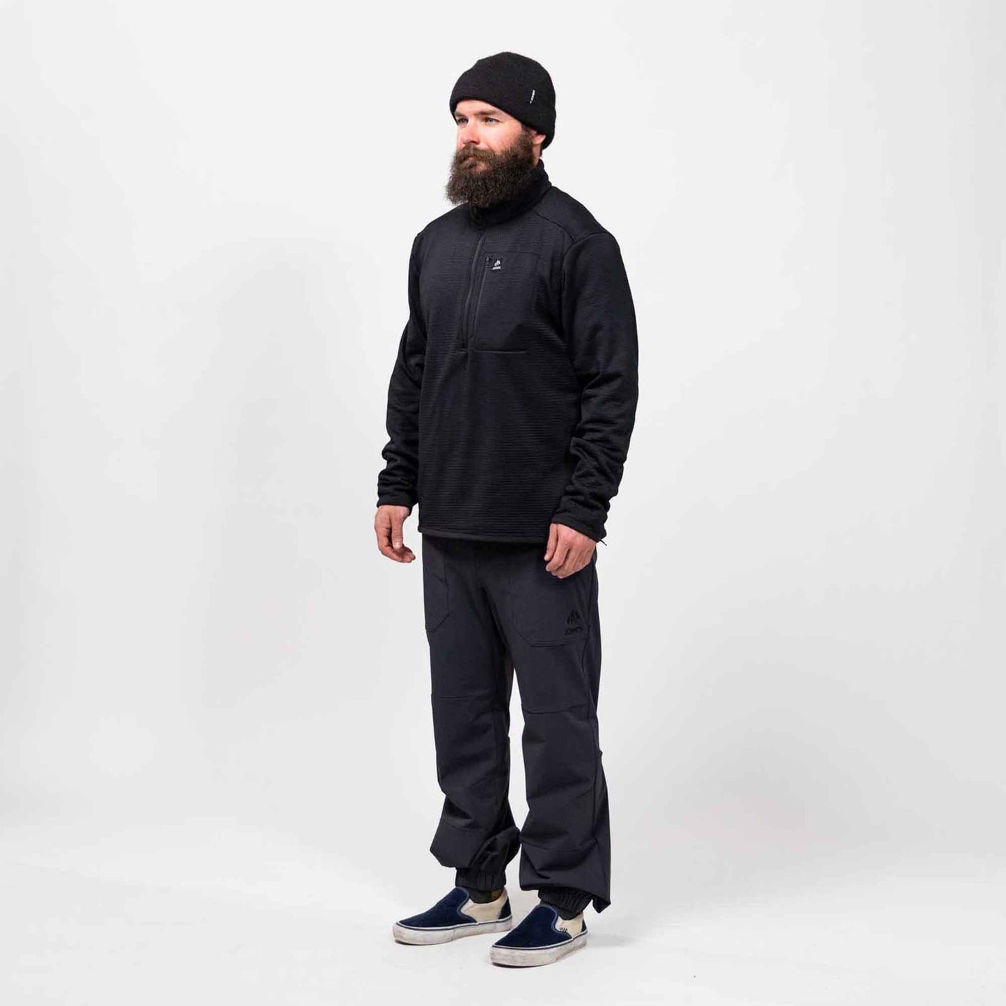 Flagship Recycled Grid 1/2 Zip | Stealth Black