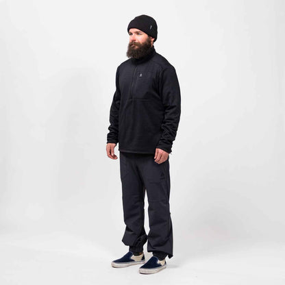 Flagship Recycled Grid 1/2 Zip | Stealth Black