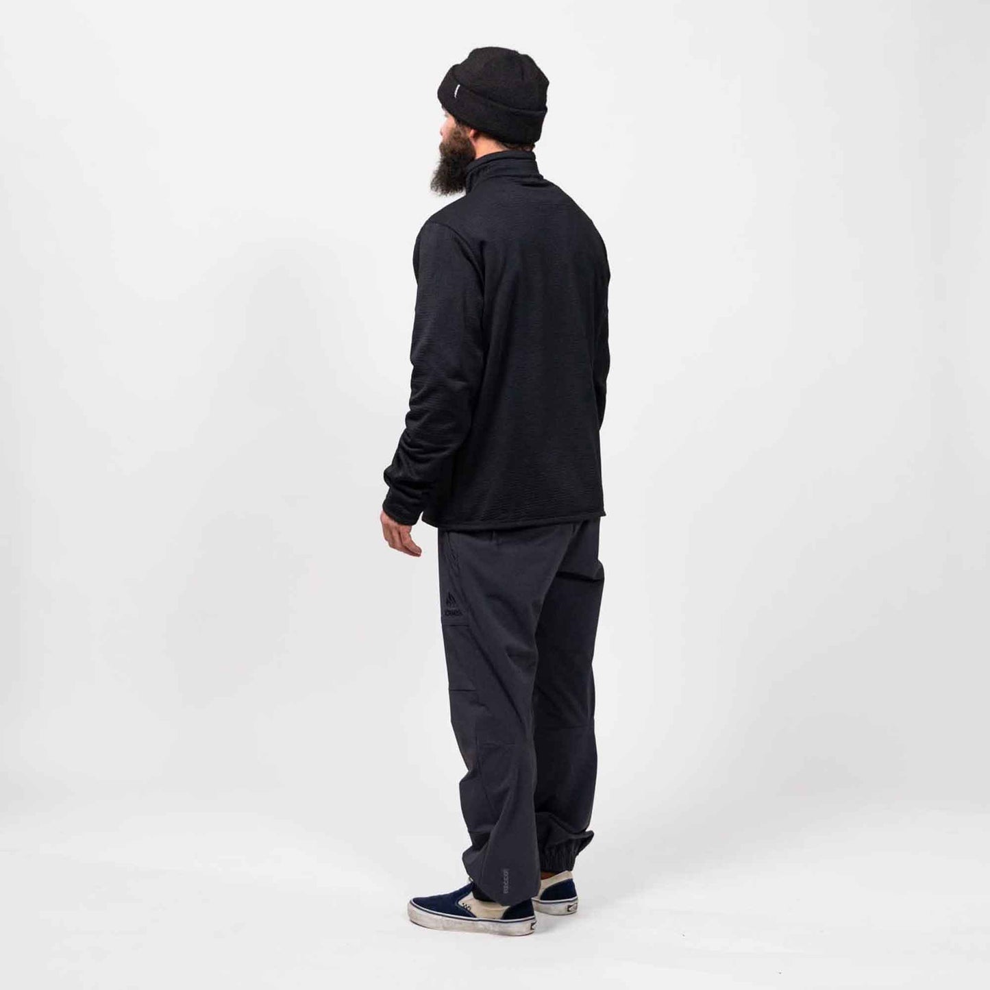 Flagship Recycled Grid 1/2 Zip | Stealth Black