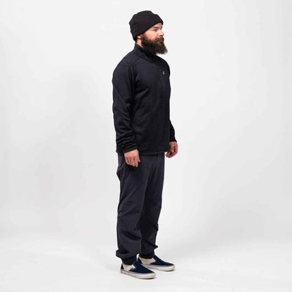 Flagship Recycled Grid 1/2 Zip | Stealth Black