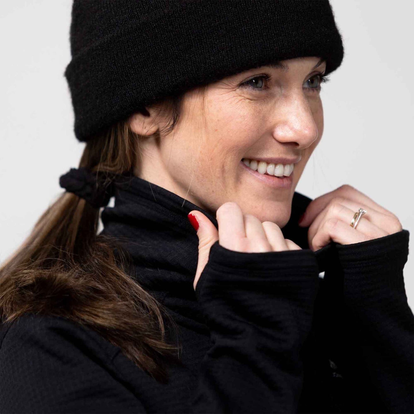 Wms Flagship Recycled Grid Fleece Pullover | Stealth Black