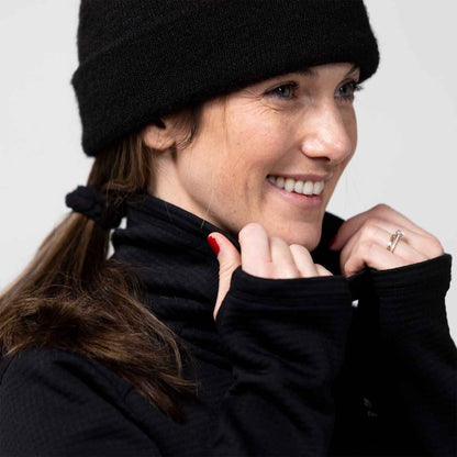 Wms Flagship Recycled Grid Fleece Pullover | Stealth Black