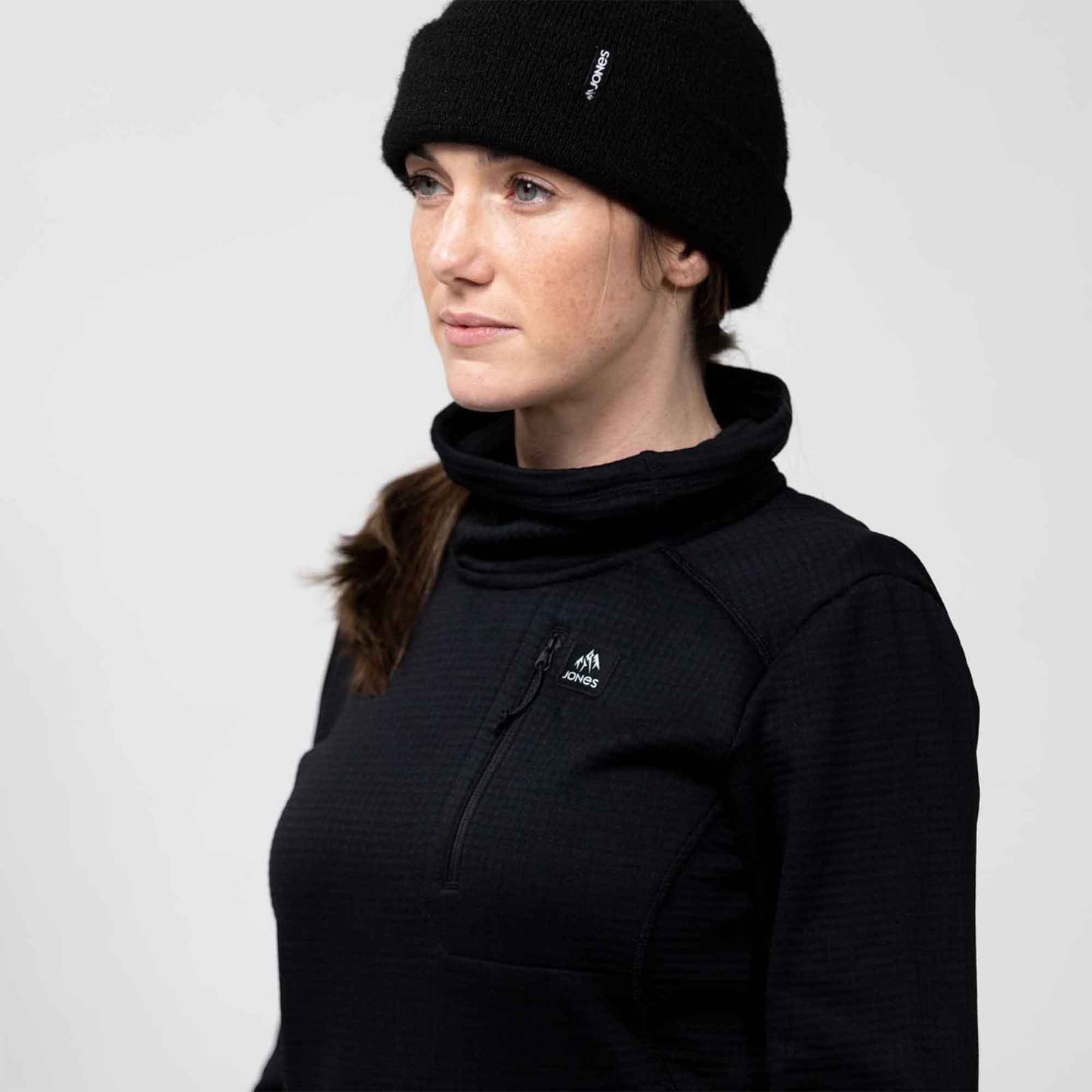 Wms Flagship Recycled Grid Fleece Pullover | Stealth Black