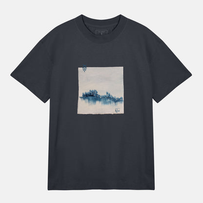 JW Blå Reflektioner Boxy Tee | Svatgrå