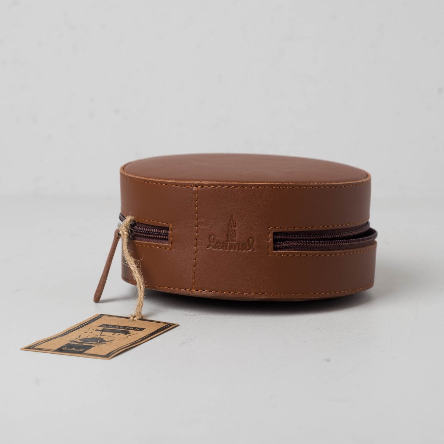 Kaffepanna i läderfodral