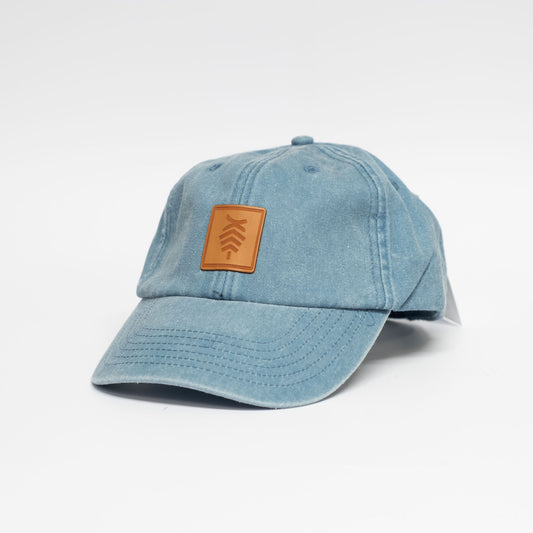 Low profile Vintage Cap | Light Denim / Leahter