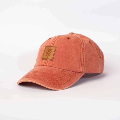 Low profile Vintage Cap | Orange / Leather