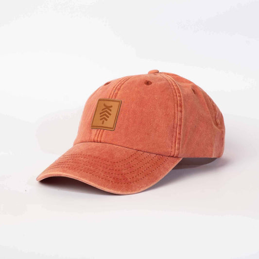 Low profile Vintage Cap | Orange / Leather