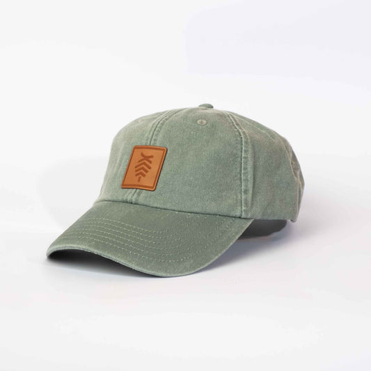 Low profile Vintage Cap | Sage Green / Leather
