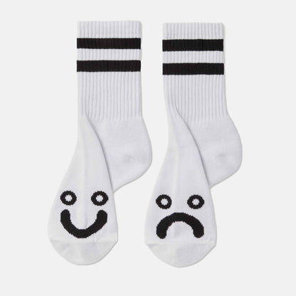 Rib Socks | Happy Sad | White