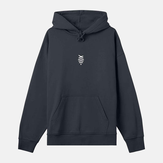 Vit Logo Boxy Hood | Svartgrå