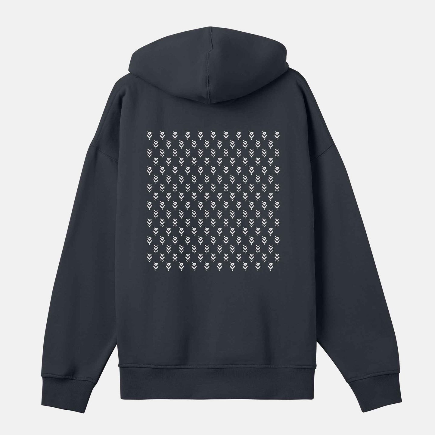 Vitt Logo Mönster Bak Boxy Hood | Svartgrå