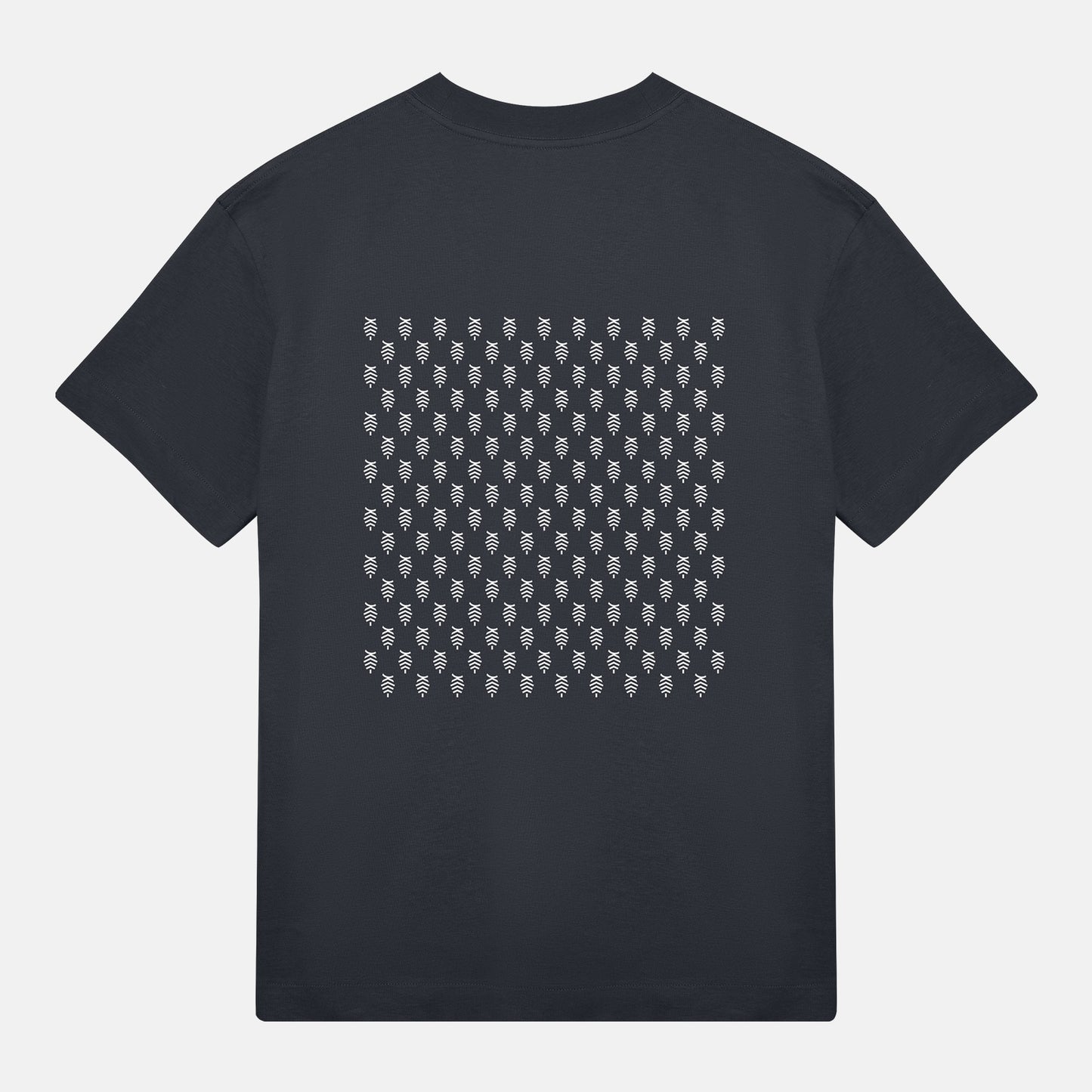 Vitt Logo Mönster Bak Boxy Tee | Svartgrå