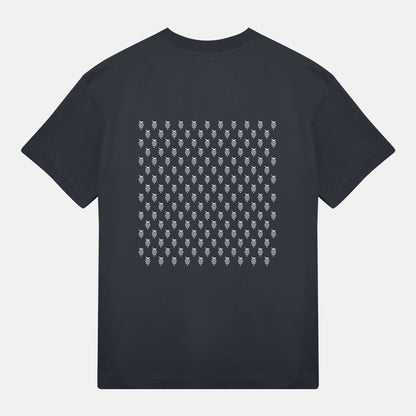 Vitt Logo Mönster Bak Boxy Tee | Svartgrå