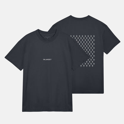 Vitt Logo Mönster Bak Boxy Tee | Svartgrå