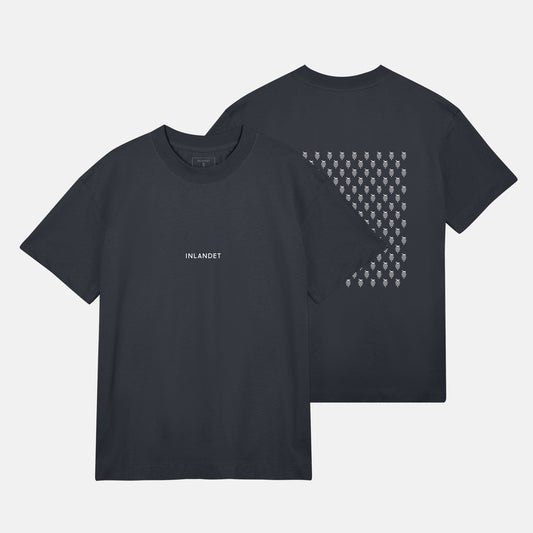 Vitt Logo Mönster Bak Boxy Tee | Svartgrå