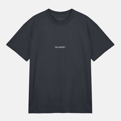 Vitt Logo Mönster Bak Boxy Tee | Svartgrå