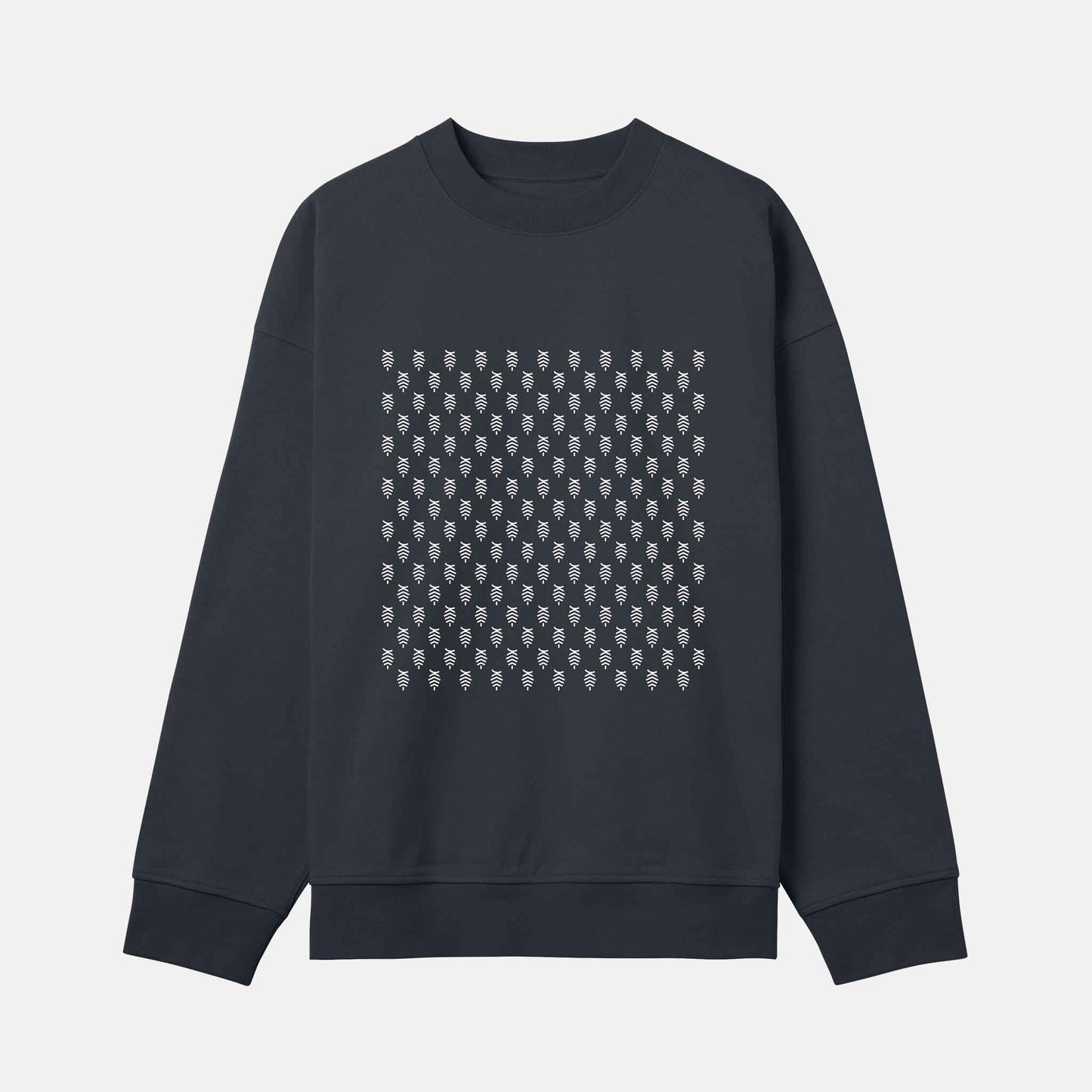 Vitt Mönster Boxy Crew | Svartgrå