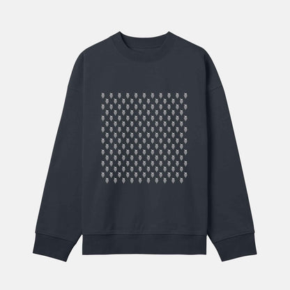 Vitt Mönster Boxy Crew | Svartgrå