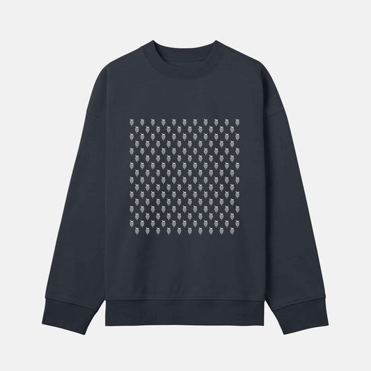 Vitt Mönster Boxy Crew | Svartgrå