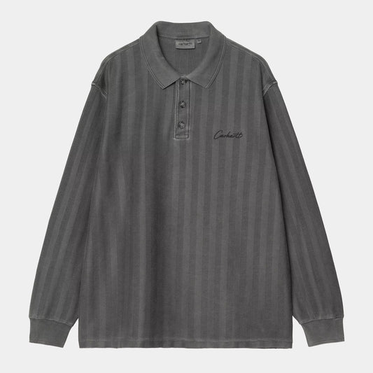 L/S Morrison Rugby Shirt | Black pigment garment dyed